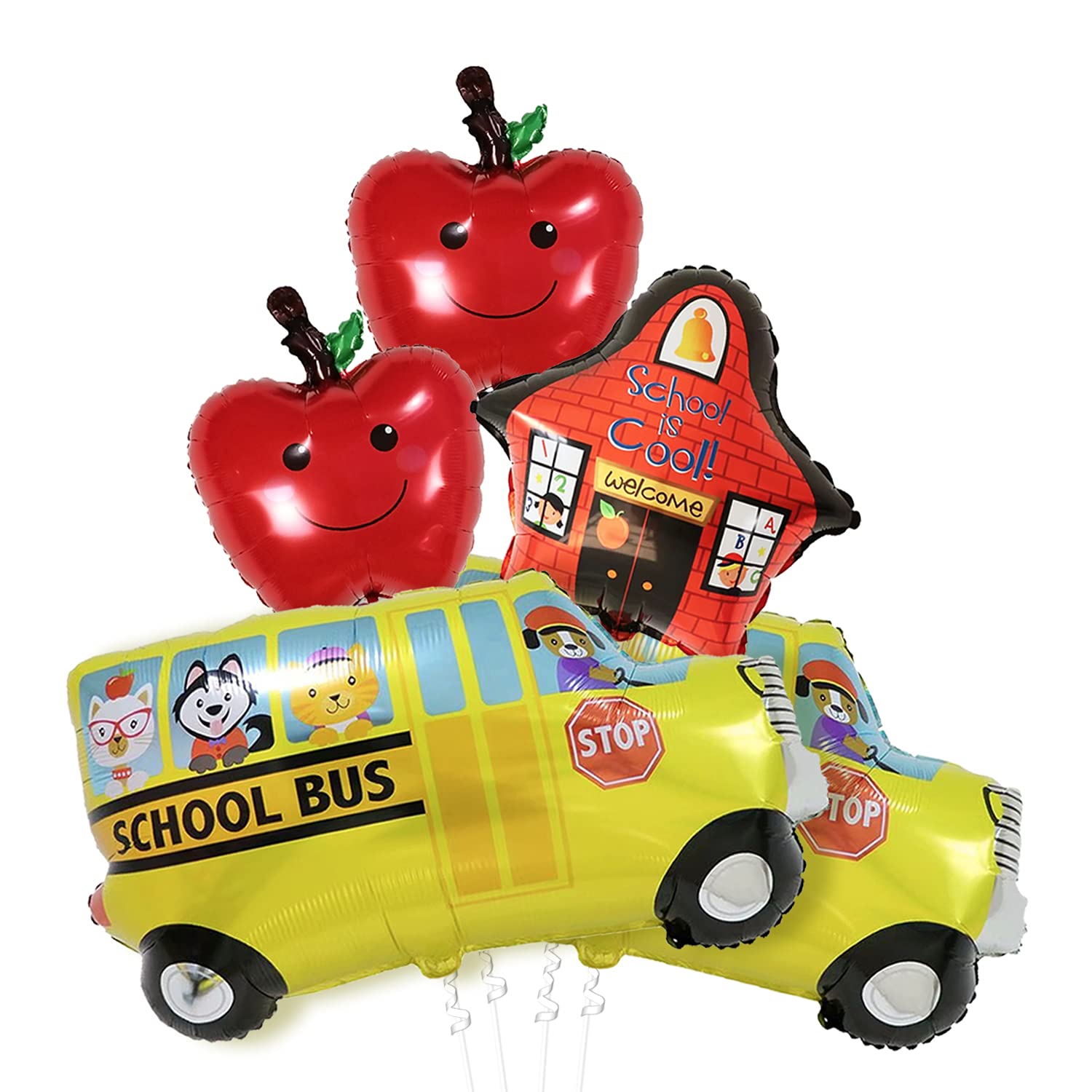 Back to School Balloons Set - 19 Pack with School Bus, Apples & 'School is Cool' Balloons | First Day of School Decorations | Perfect for Classroom Parties, School Bus Welcome Decor & Teacher Appreciation Gifts