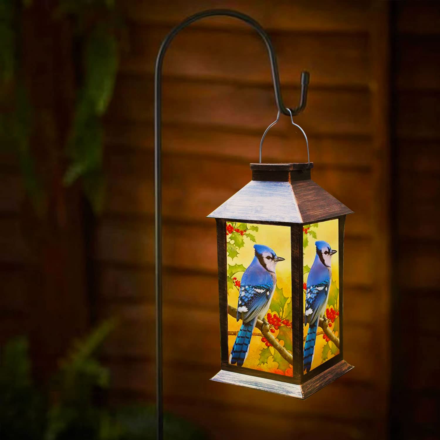 Solar Powered Outdoor Hanging Lantern - Waterproof LED Garden Lights for Patio, Porch, Tabletop Decoration | Blue Jay Design PVC Solar Lantern (1 Pack) - Perfect for Backyard Parties, Camping & Evening Ambiance