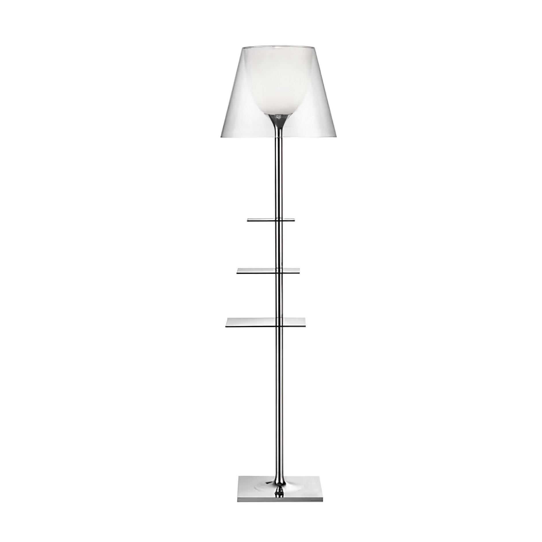 Chrome Prism Side Table Floor Lamp - Modern Home Decor for Living Room, Bedroom & Office - Adjustable Brightness LED Light with USB Port