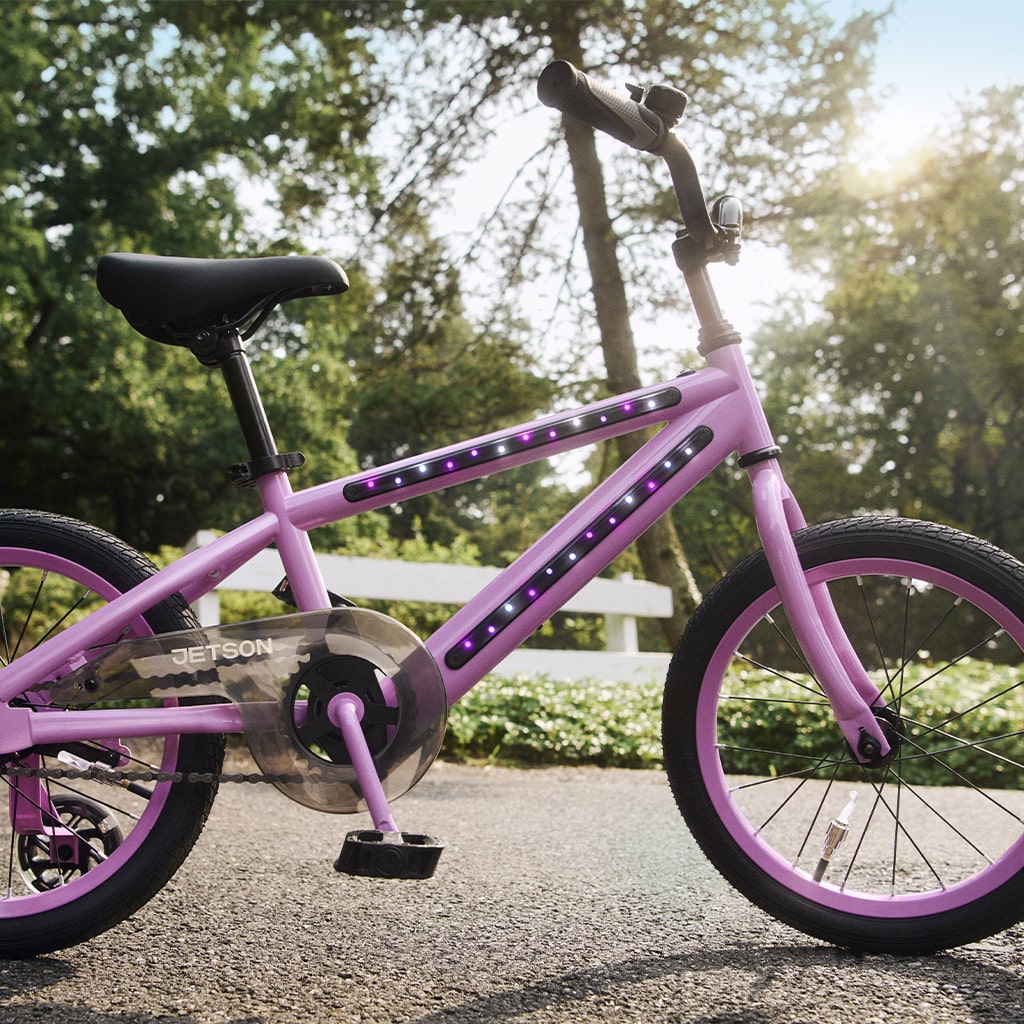 JLR M Light Up Kids Bike - LED Wheel Glow Bicycle for Boys & Girls Ages 3-8 - Safe Training Bike with Adjustable Seat & Training Wheels - Perfect for Birthday Gifts & Outdoor Riding Fun