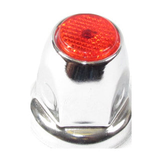 Fortpro 33mm x 2 1/8 Inch Chrome Push-On Nut Covers with Red Top Reflector - 10 Pack (F247616 R 10QTY) | Durable Wheel Nut Caps for Trucks, Trailers & RVs - Perfect for Nighttime Safety & Vehicle Customization