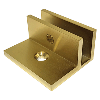 Frameless Shower Screen Wall Bracket with Leg - No Drill Clamp for 10mm Glass - Brushed Brass Finish - Perfect for Modern Bathroom Renovations & Glass Shower Enclosures