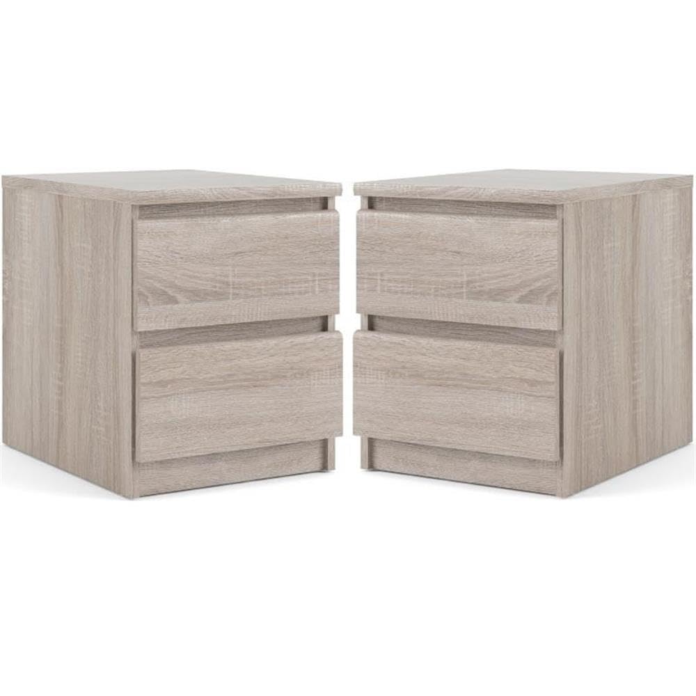 Modern 2-Piece Bedroom Set with Spacious Handle-Free Drawers - Truffle Wood Nightstand Set for Contemporary Home Decor | Perfect for Small Spaces, Guest Rooms & Minimalist Bedrooms