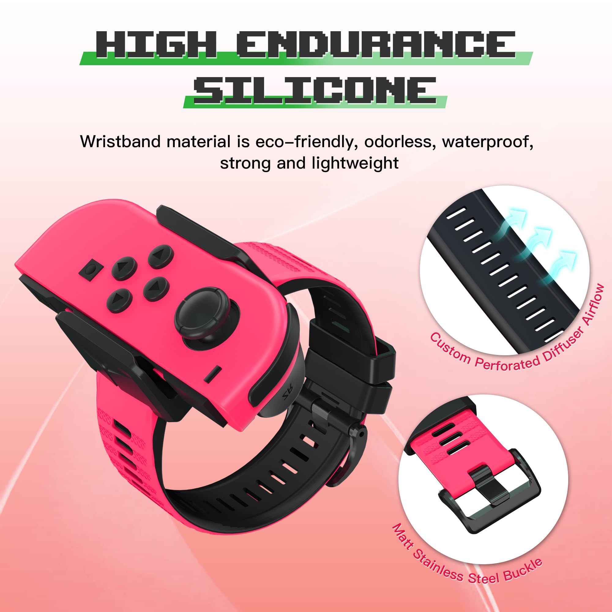 Narati Adjustable Silicone Wrist Bands for Nintendo Switch & OLED - Compatible with Joy Cons - Perfect for Just Dance 2025, 2024, 2023, 2022, 2021 - 2 Pack for Adults & Kids - Ideal for Gaming, Fitness & Dance Parties