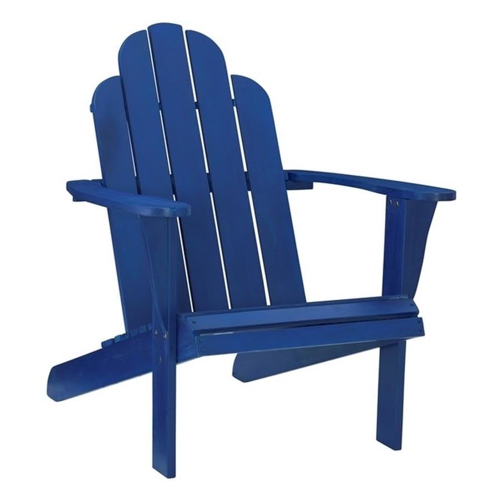 Linon Adirondack Solid Acacia Wood Outdoor Chair - Weather-Resistant Blue Stain Finish for Patio, Garden & Poolside Relaxation