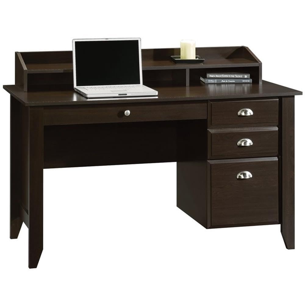Pemberly Row Transitional 3-Drawer Wood Computer Desk in Mahogany - Home Office Desk with Storage for Small Spaces, Study & Work from Home