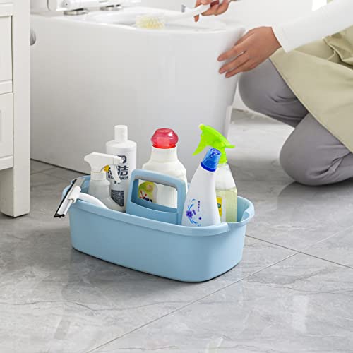 AWEHIRU FVLFIL Large Cleaning Supplies Caddy with Handle - Plastic Cleaning Bucket Organizer for Mops, Sponges & Detergents - Under Sink Storage Caddy for Bathroom & Kitchen (Blue) - Perfect for Home, Office & Janitorial Use