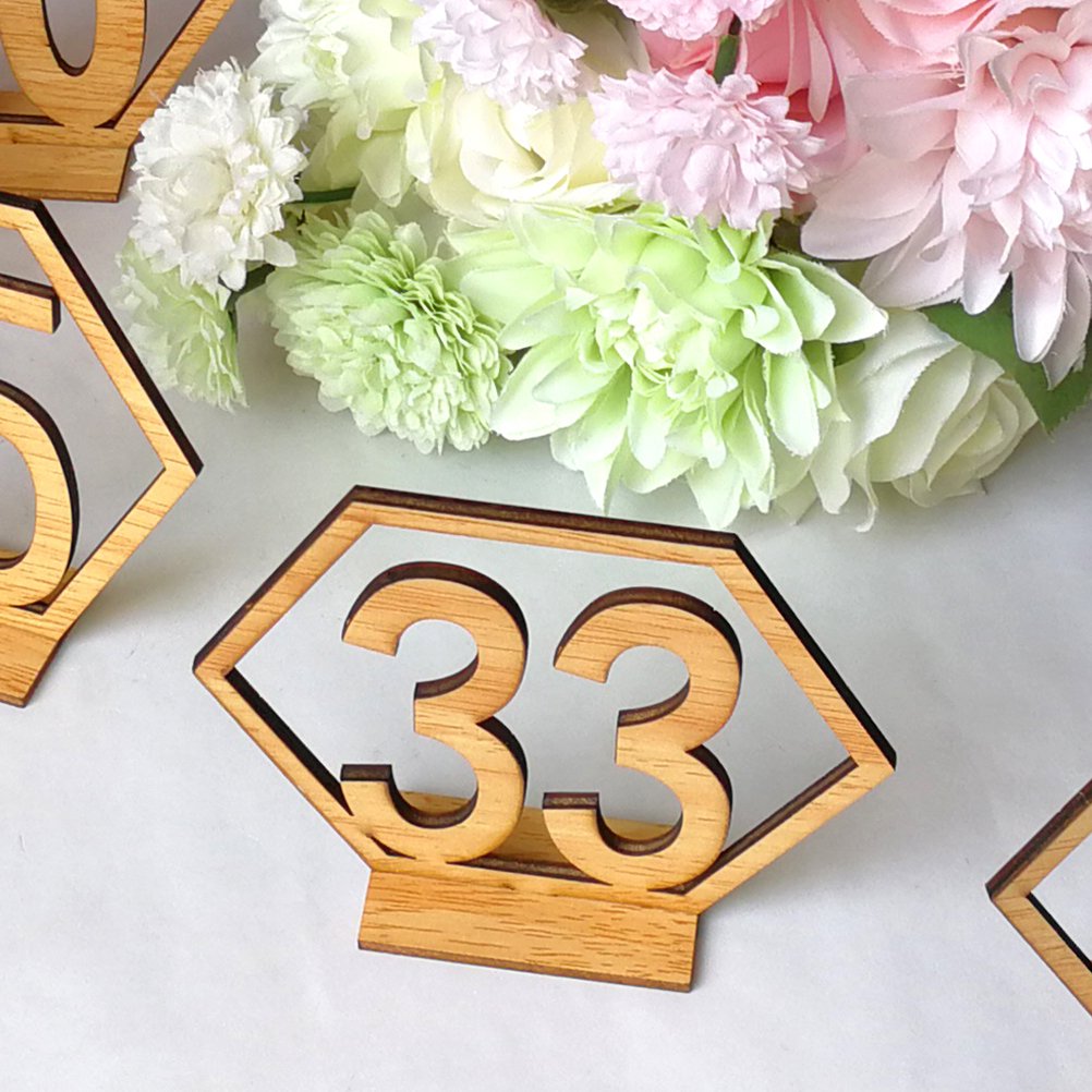 Amosfun 20pcs Wooden Wedding Table Numbers - Elegant Rustic Table Number Decor for Wedding Reception, Bridal Shower, Anniversary Party - Perfect for Centerpieces and Table Setting Decorations