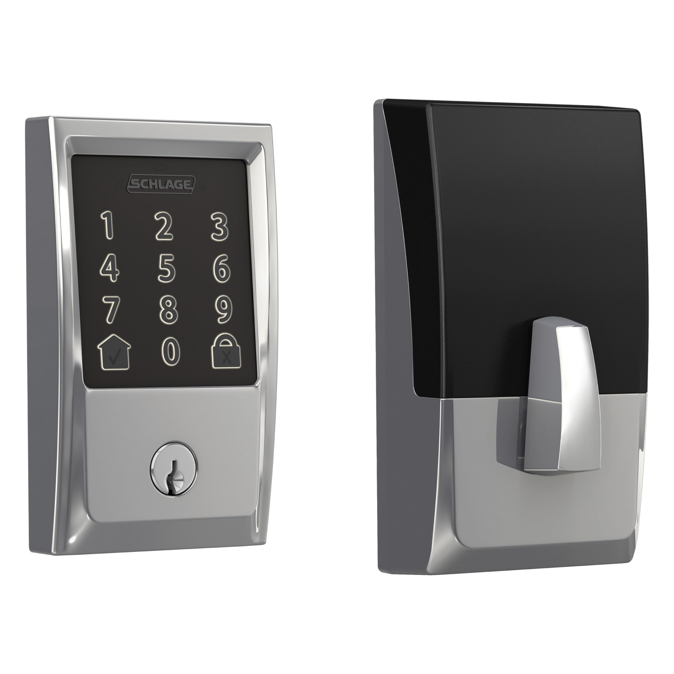 Schlage Encode Smart WiFi Deadbolt with Century Trim in Bright Chrome - Keyless Entry Smart Lock for Home Security | Ideal for Front Doors, Vacation Homes & Rental Properties