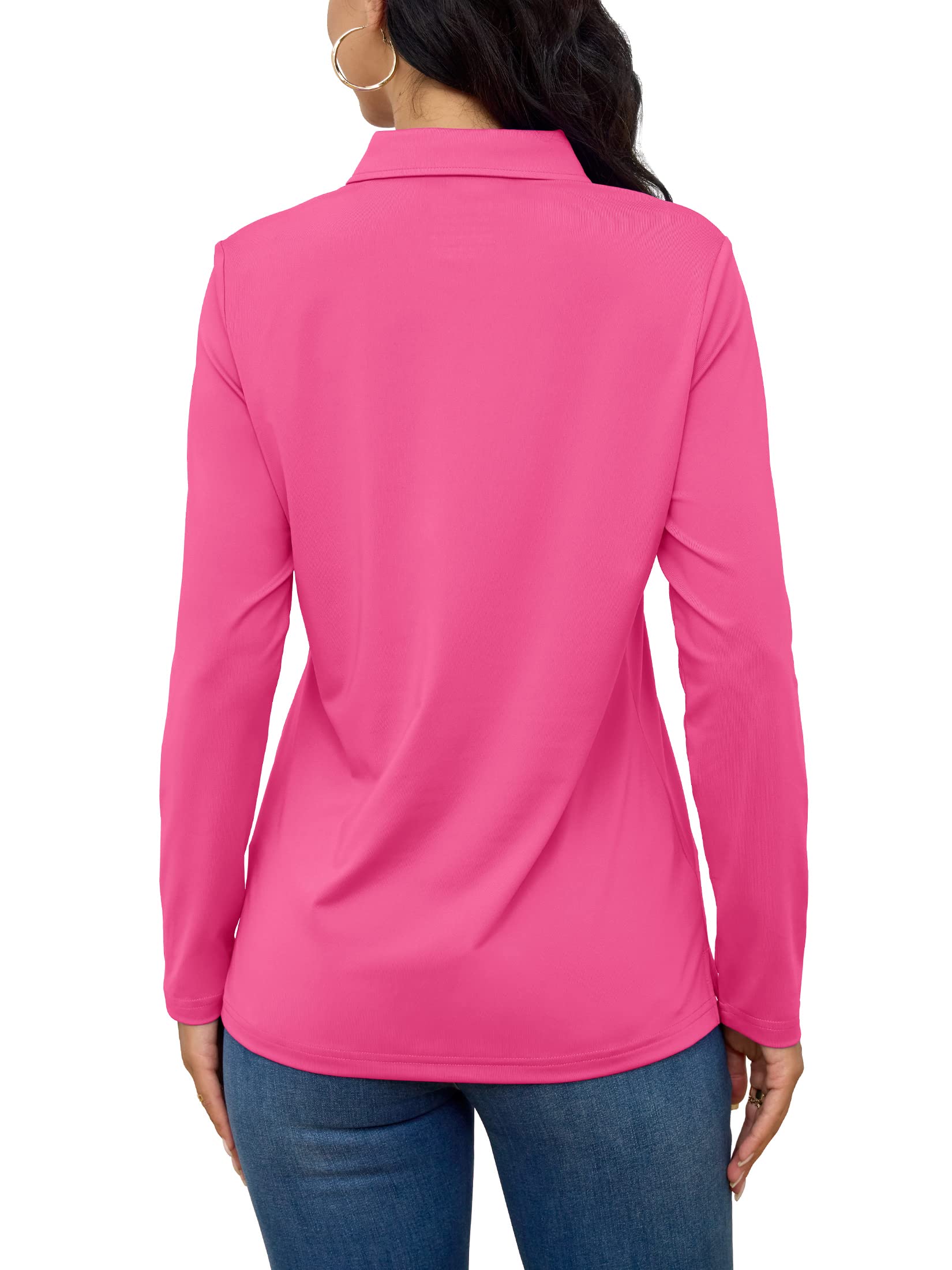 TACVASEN Women's Casual Long Sleeve Polo Shirts - Breathable Golf Tops for Women - Perfect for Golf, Tennis, Work & Everyday Wear