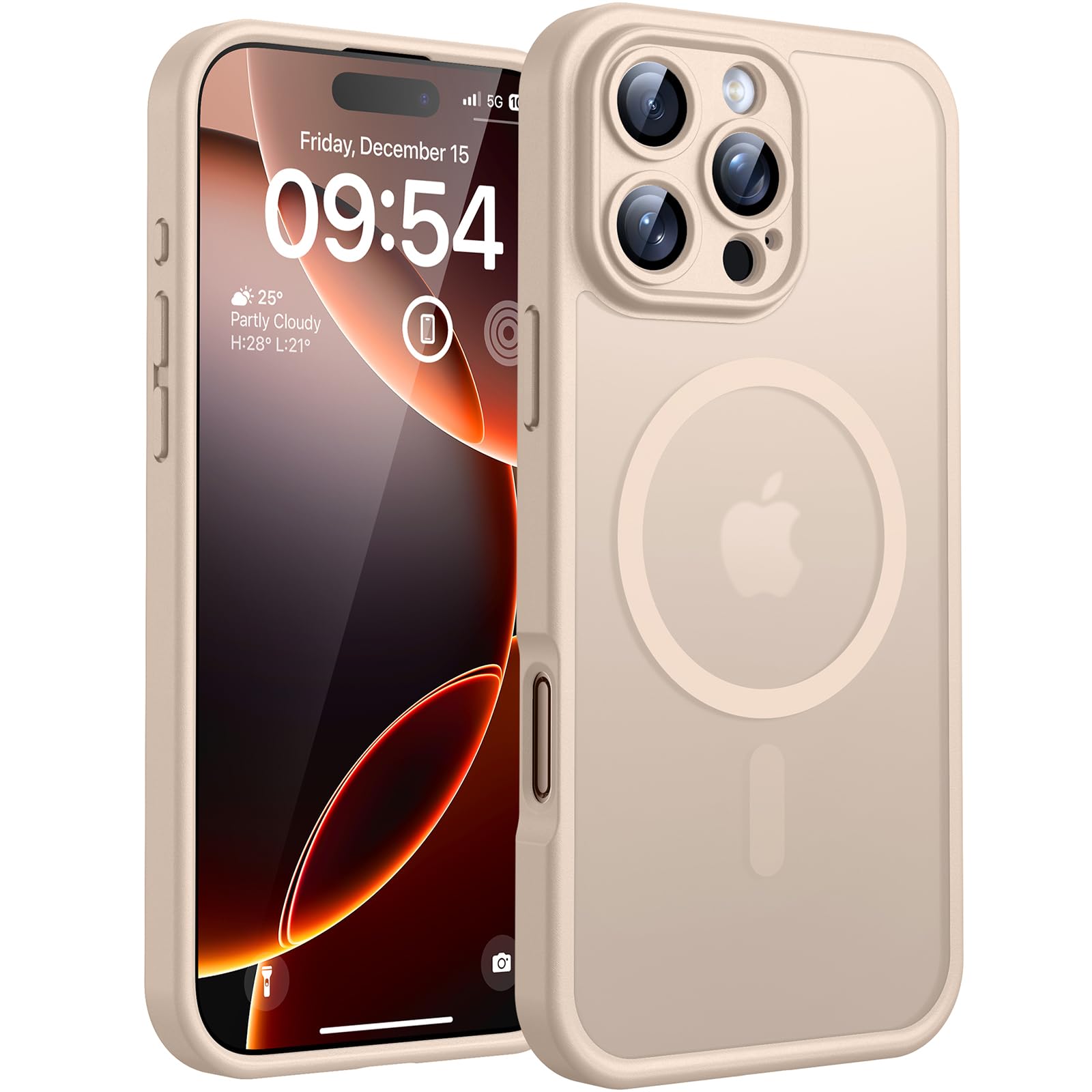TOCOL Magnetic Case for iPhone 16 Pro 6.3 Inch - Upgraded Full Camera Protection, MagSafe Compatible, 15FT Military Grade Drop Protection (Desert Color) - Perfect for Outdoor Adventures, Travel & Daily Use