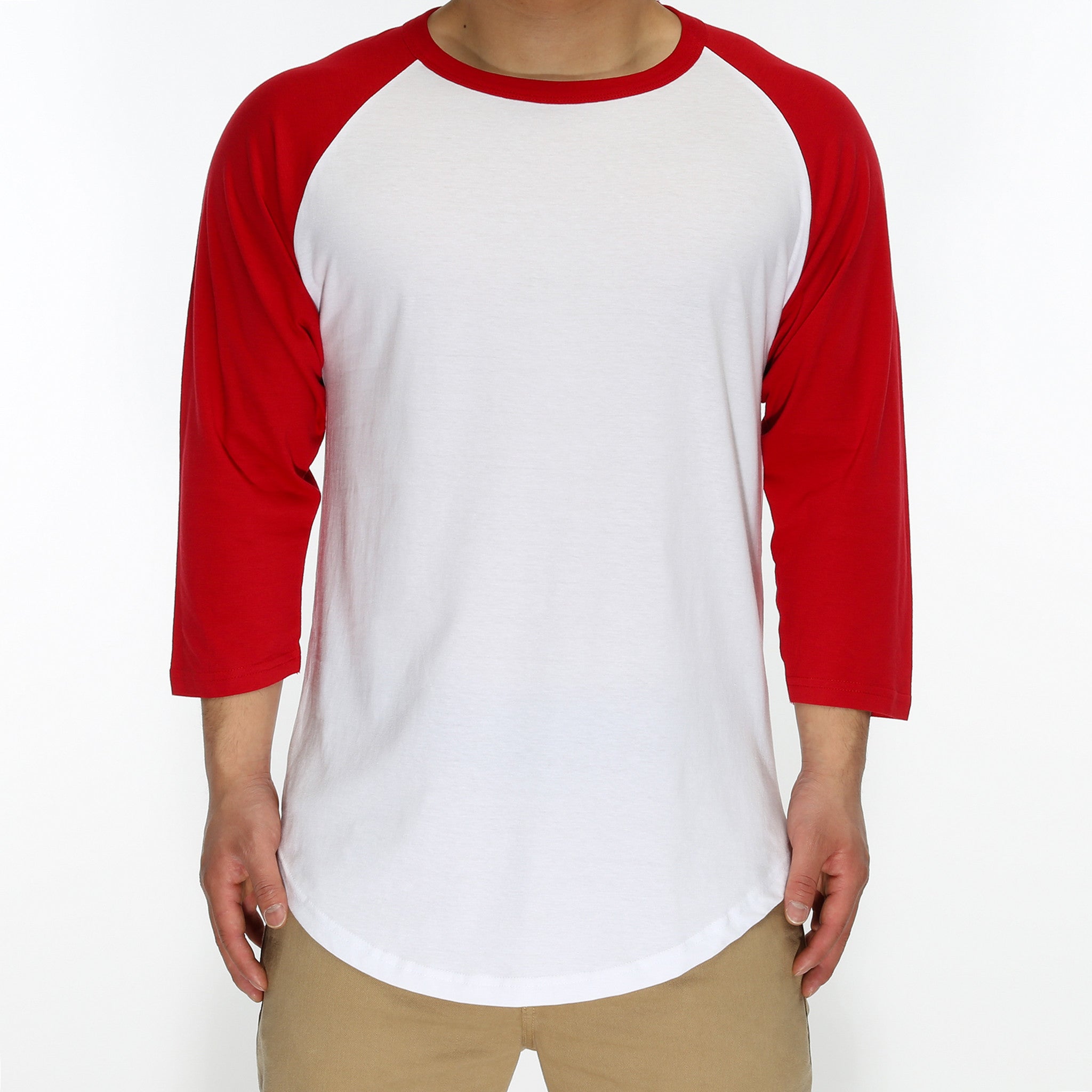 New Star 3/4 Sleeve Baseball Tee for Men & Women - Soft Cotton Vintage Style Shirt in White/Red - Perfect for Casual Wear, Sports & Street Fashion