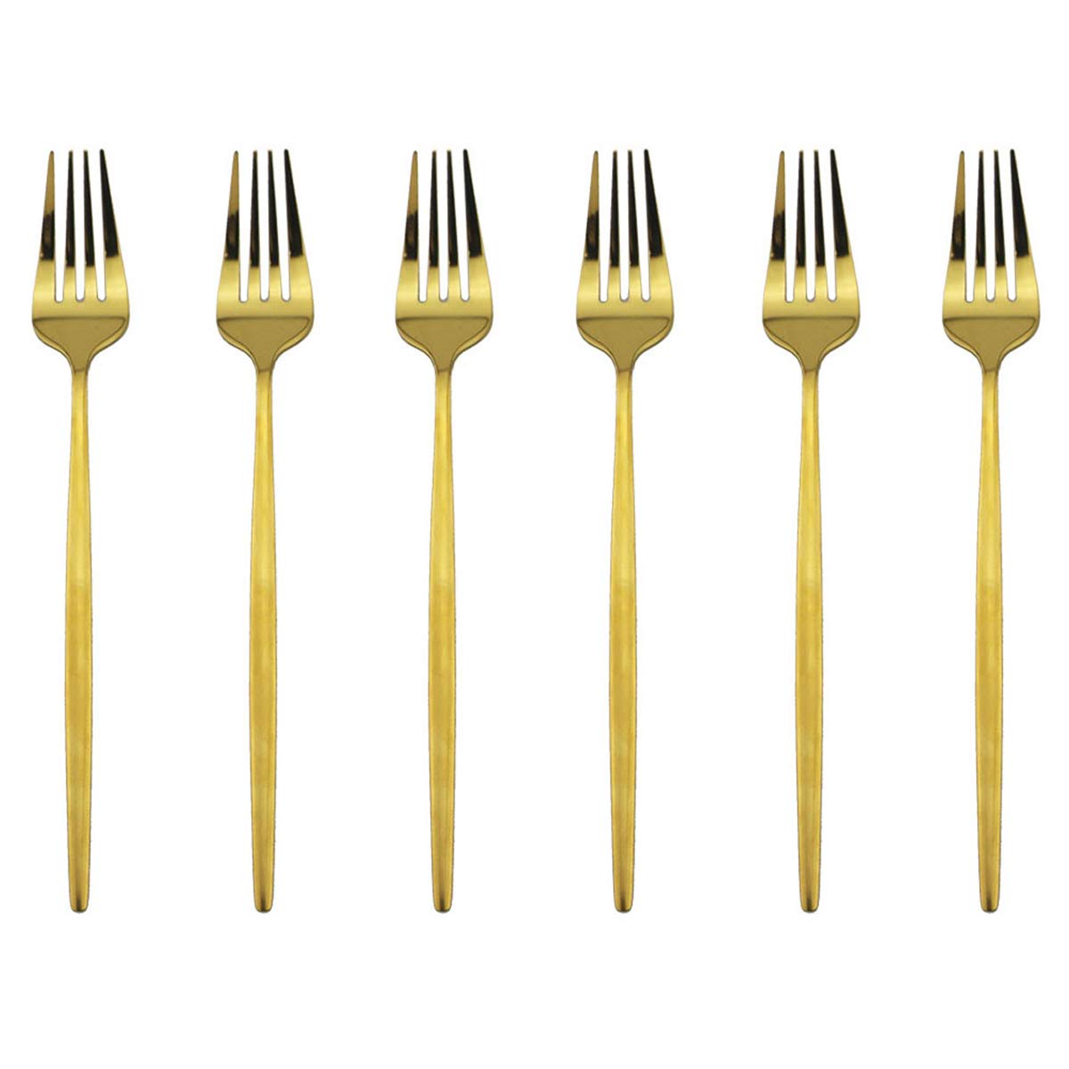 Premium 8.66-Inch Mirror Polished Gold Royal Dinner Forks Set of 6 - Lightweight Stainless Steel Flatware for Fine Dining, Wedding Banquets & Luxury Table Settings