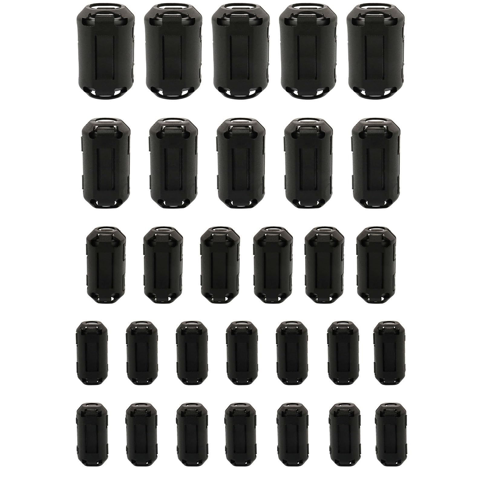 30Pcs Ferrite Core Noise Suppressor Clips - EMI RFI Filter for 3.5mm/5mm/7mm/9mm/13mm Cables - Reduce Interference on Phones, TVs, Speakers, Radios & Audio Equipment - Perfect for Home Theater, Office Electronics & Car Audio Systems