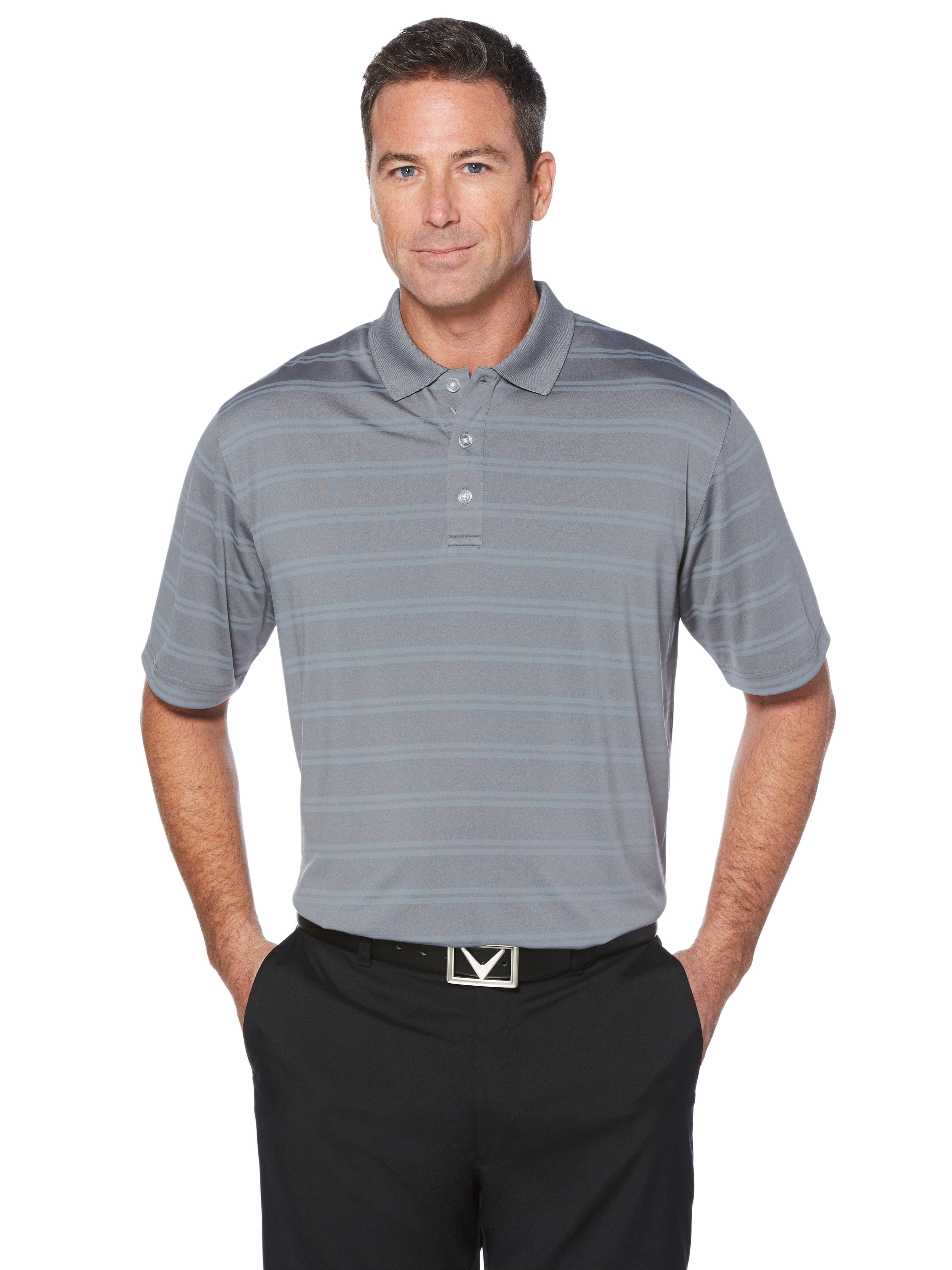 Men's Cooling Breathable Horizontal Texture Polo Shirt - Lightweight & Moisture-Wicking for Summer, Golf, and Outdoor Activities