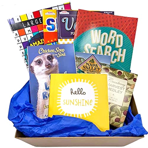 Thoughtful Get Well Gift Baskets for Men, Women, Teens & Kids - Includes Puzzle Books, Healthy Snacks & Comfort Items | Perfect Hospital Recovery, Bedrest Care Package & Cheer Up Present