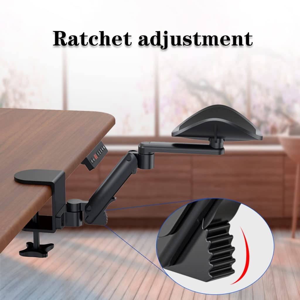 Adjustable Rotating Mouse Arm Rest Pad with Removable Clamp - Ergonomic Computer Wrist Support for Office & Gaming Desks (Black, 2-Pack) - Perfect for Long Work Hours & PC Gaming Sessions