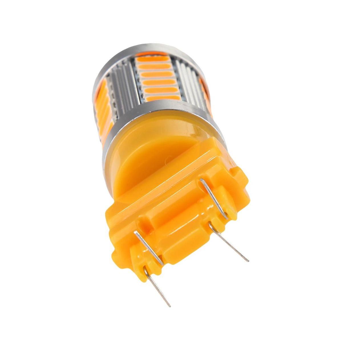 2-Pack 3157 3156 LED Bulbs - 33x 3020 SMD Amber 8000LM High Brightness for Brake Reverse Tail Turn Signal Lights - Perfect for Cars, Trucks, SUVs & Motorcycles