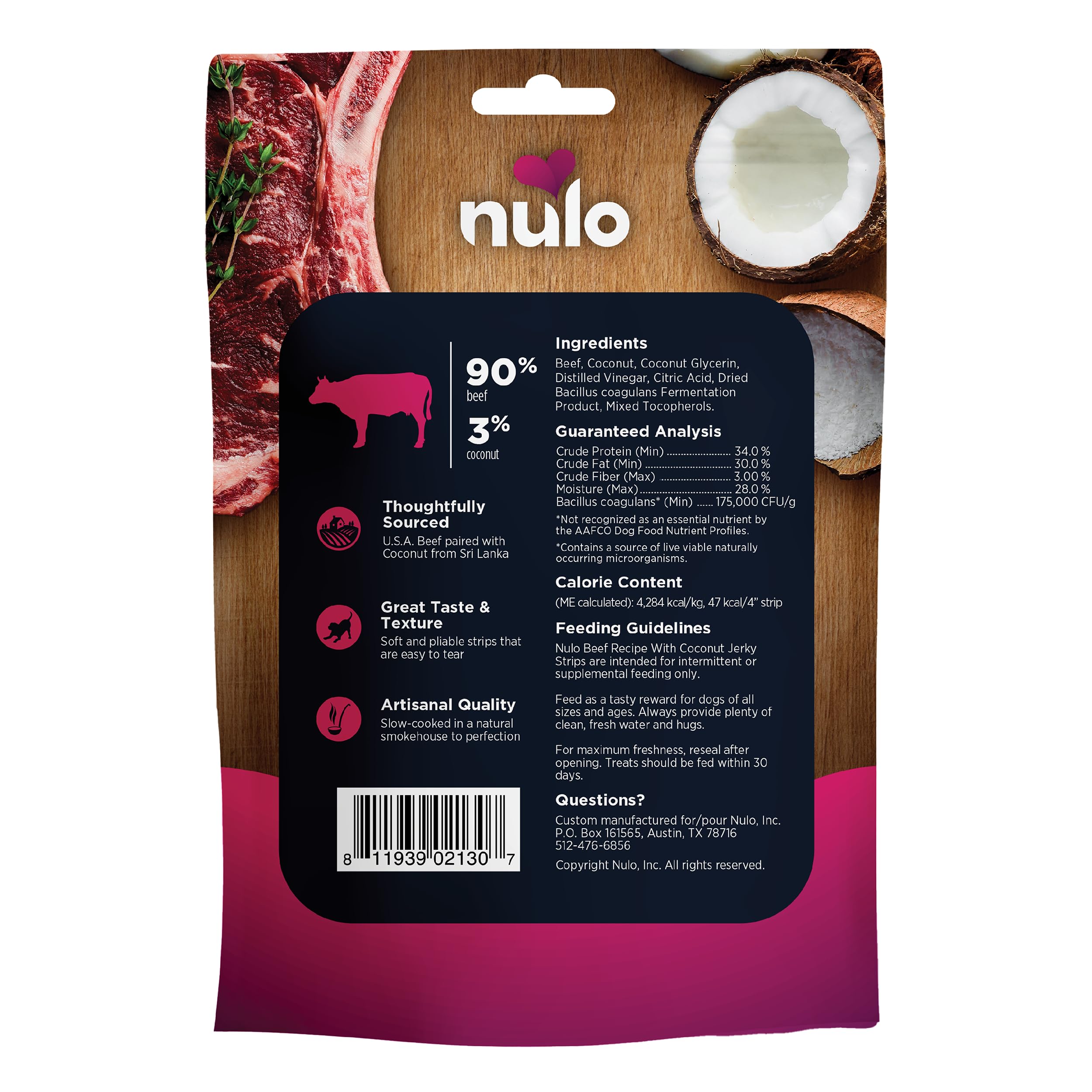 Nulo Premium Grain-Free High Protein Dog Treats with BC30 Probiotic - Digestive & Immune Health Support - 5oz Jerky Strips for Small & Large Dogs - Perfect for Training, Rewards & Outdoor Adventures