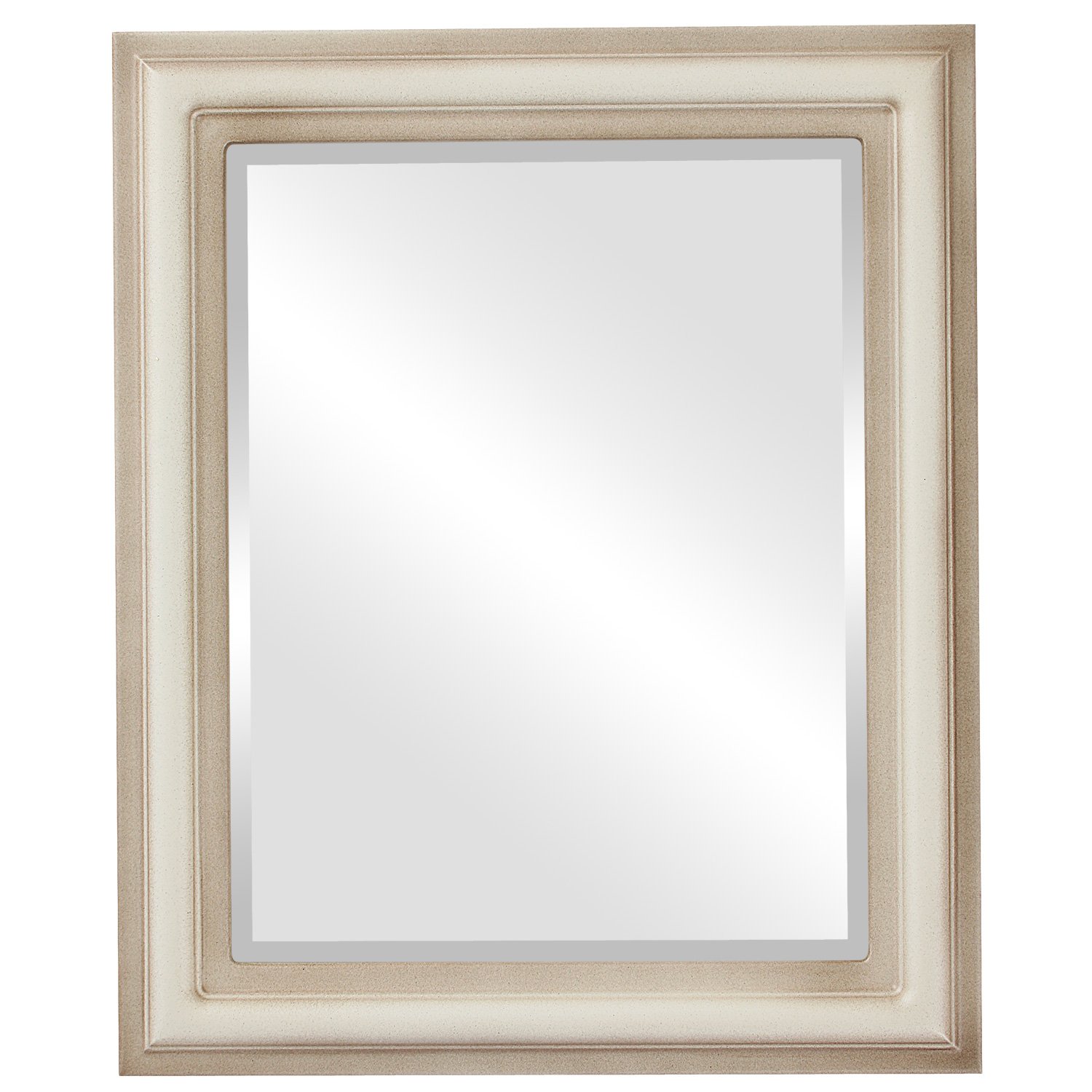 Philadelphia Style Rectangle Beveled Wall Mirror - 24x34 Inches Taupe Framed Ovalcrest Mirror for Living Room, Bedroom & Entryway Decor - Elegant Home Wall Art