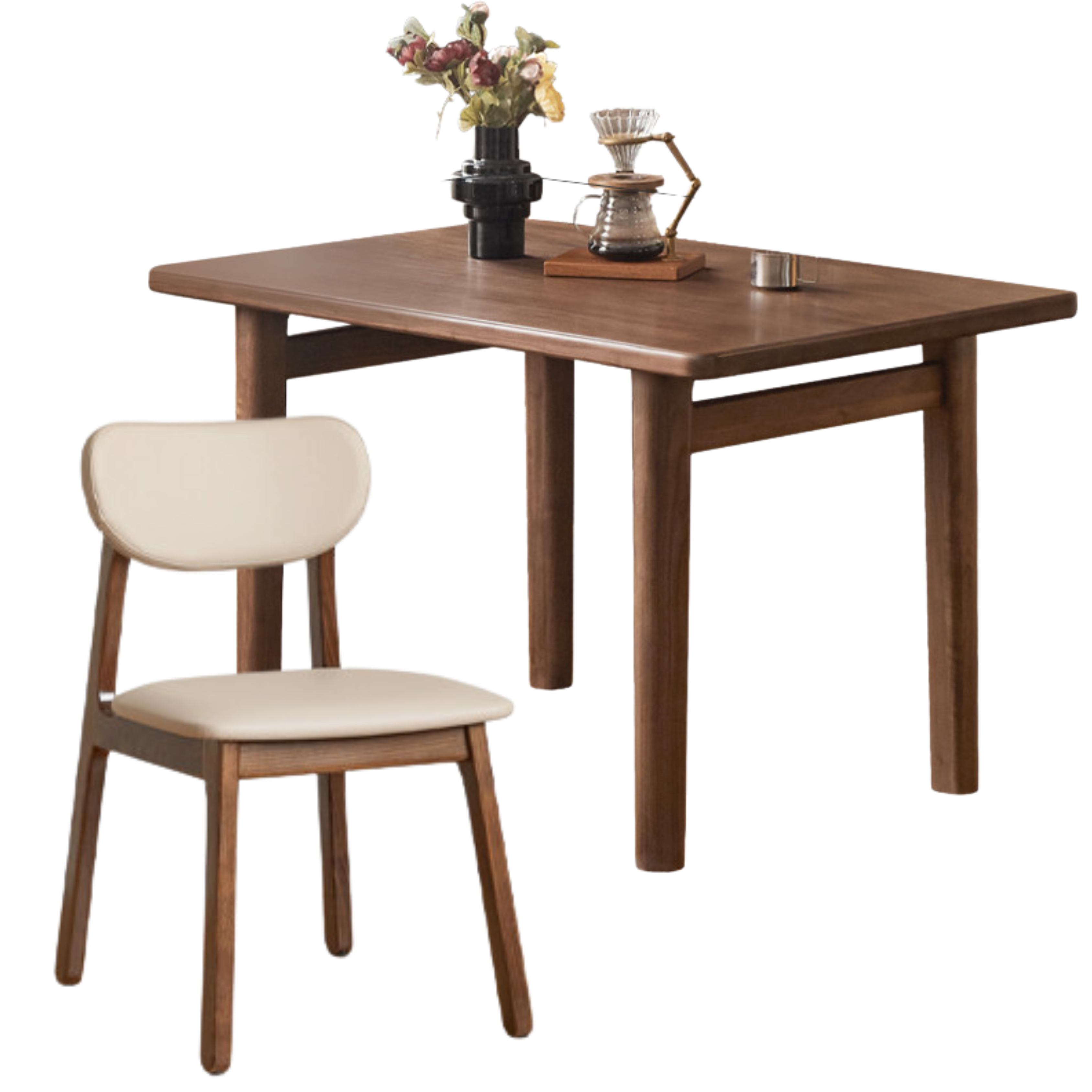 Premium Black Walnut Solid Wood Modern Dining Table - Large Rectangular Farmhouse Style for Kitchen, Dining Room & Open Concept Living Spaces