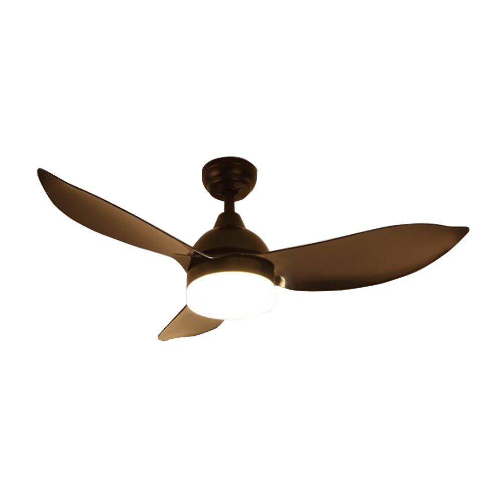 48 Inch Nordic Solid Wood LED Ceiling Fan with Remote Control - Modern Wood Leaf Design, 24W Energy Efficient, Black - Perfect for Living Room, Bedroom, or Restaurant Lighting