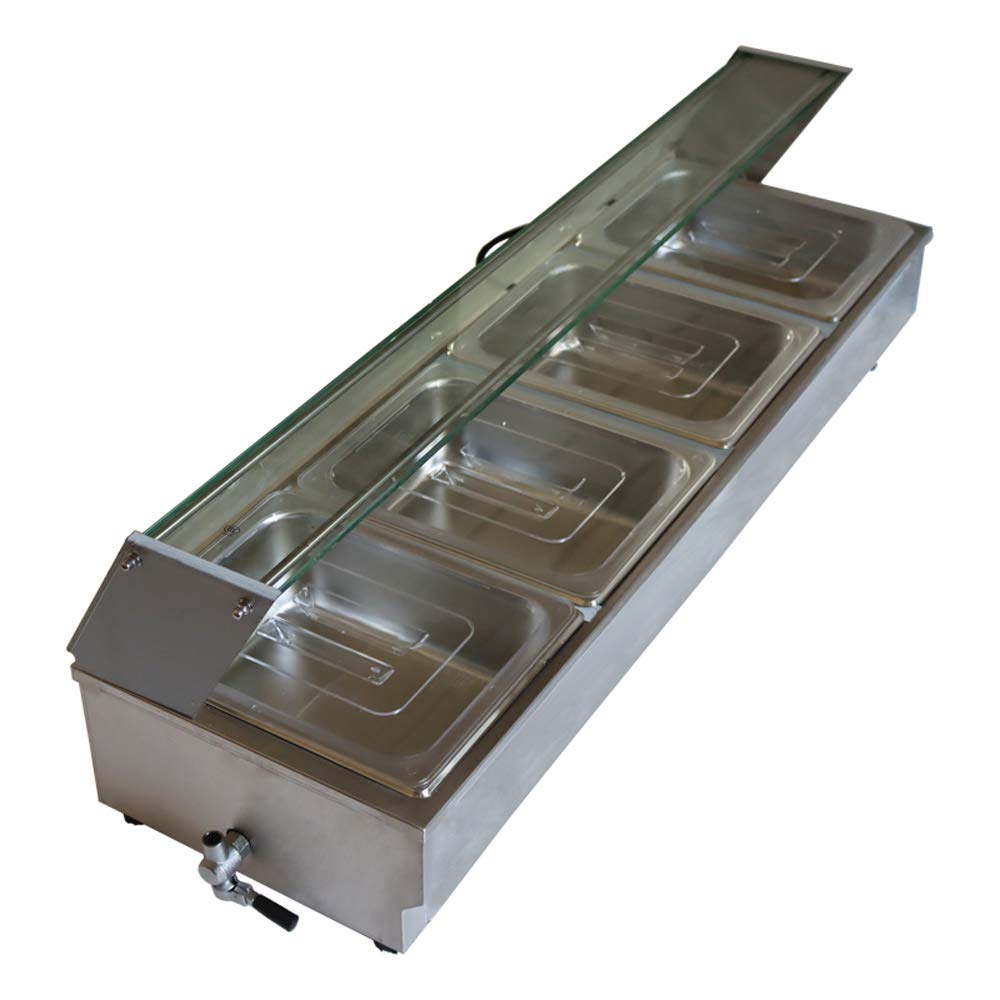 INTSUPERMAI Commercial 4-Pot Countertop Food Warmer - Bain Marie Buffet Steam Table for Soup, Steamer & Canteen Meals - 110V Electric Food Heater for Restaurants, Catering & Buffet Service