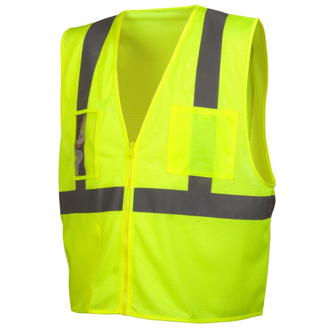 ANSI Class 2 Type R Hi-Visibility Safety Vest with Zipper - Reflective Mesh Work Vest for Construction, Road Crew & Emergency Responders