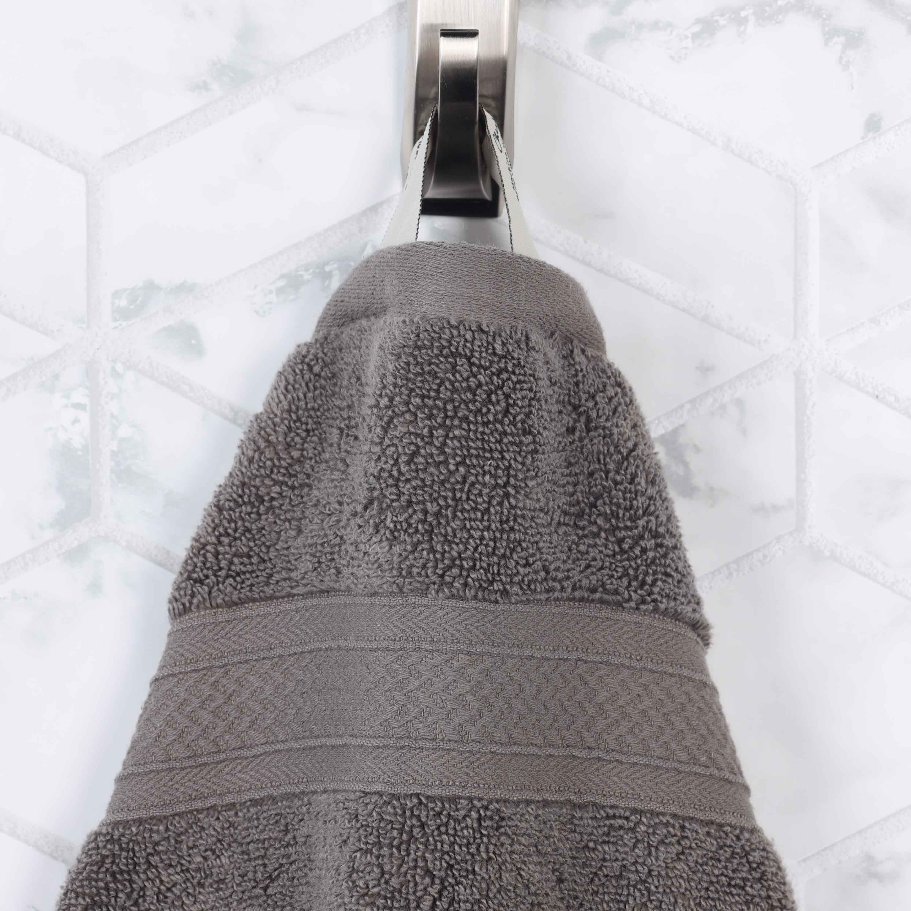 Premium 100% Zero Twist Cotton Hand Towels - Set of 6 | Soft & Absorbent Solid & Jacquard Chevron Design | Perfect for Bathroom, Kitchen & Guest Use