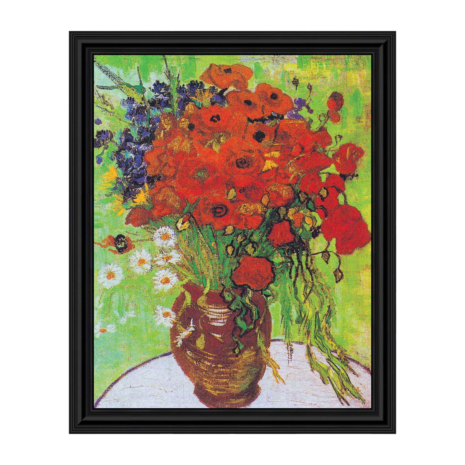 Vincent Van Gogh Red Poppies and Daisies Framed Art Print - 11x14 Inch Red Flower Wall Decor for Living Room, Bedroom & Office - Premium Home Decoration Gift Idea