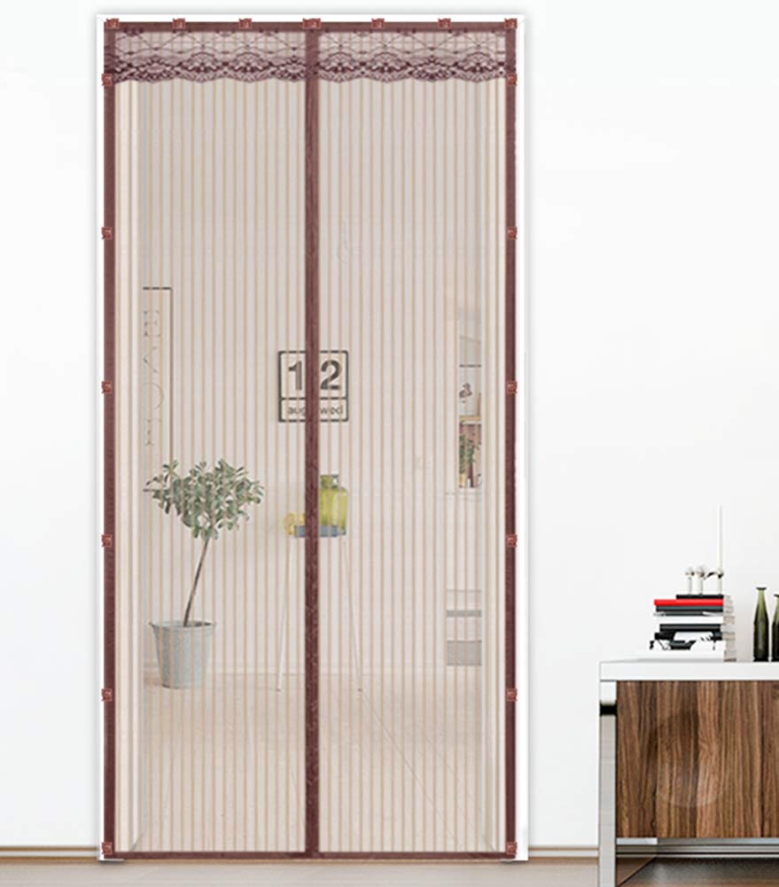Liveinu Magnetic Window Screen - No Drill 29x78in, Brown (Upgraded Clips) for Home & Patio