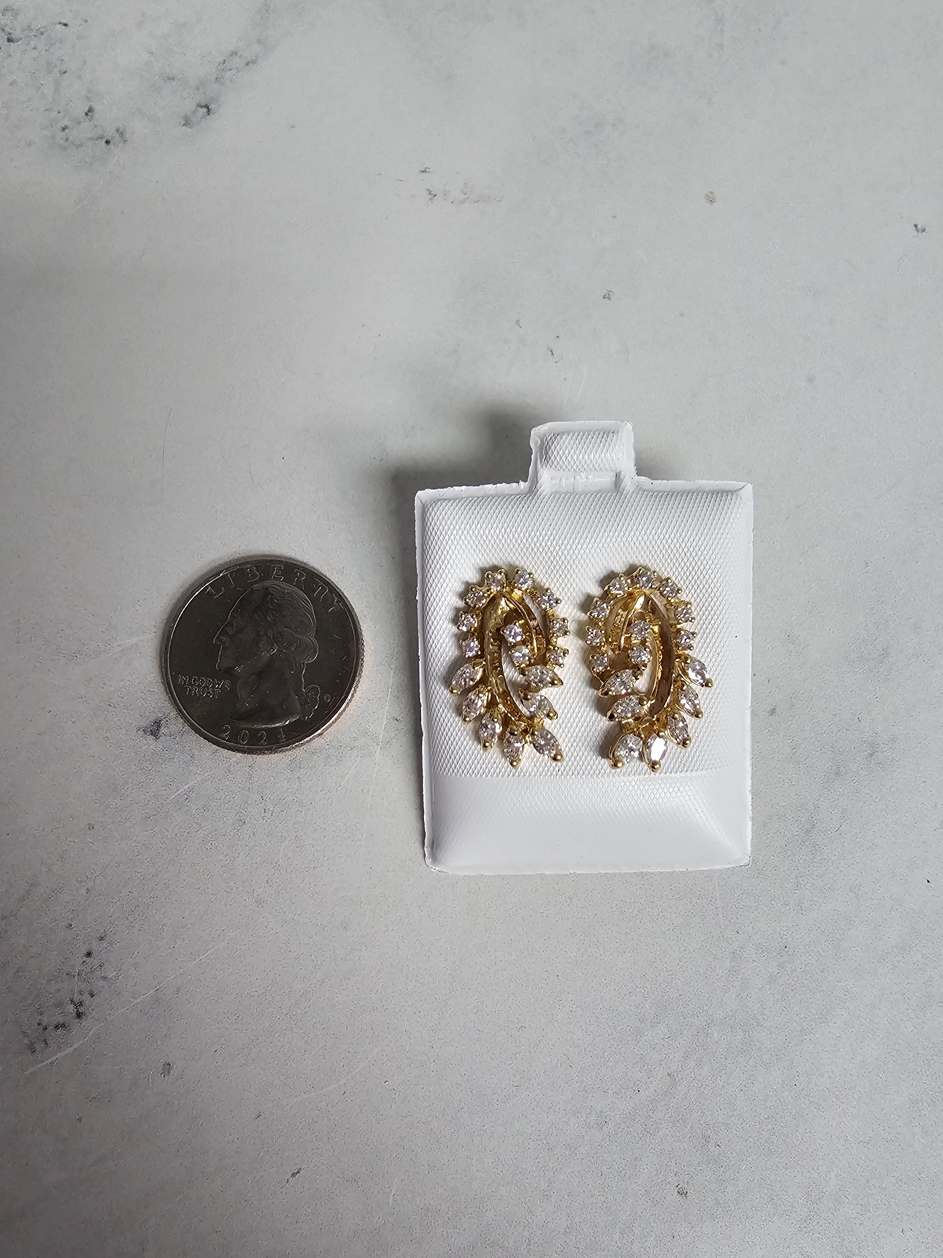 Exquisite Marquise Diamond Floral Statement Earrings in 14K Yellow Gold - Perfect for Weddings, Anniversaries & Special Occasions