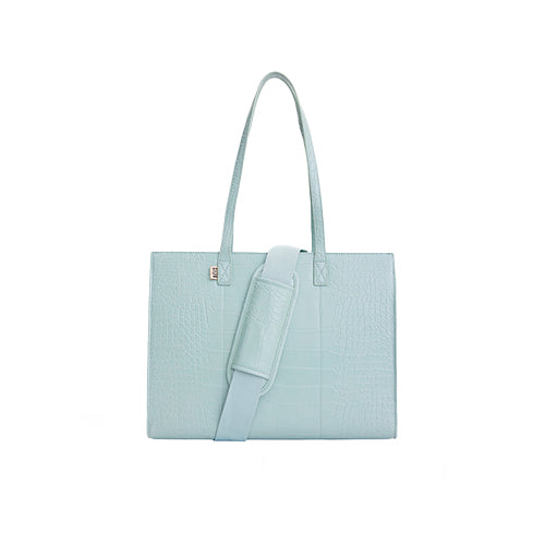 Premium Slate Croc Embossed Leather Work Tote Bag - Stylish & Durable Professional Office Bag for Women, Business Commute, Laptop Carry & Travel Accessory