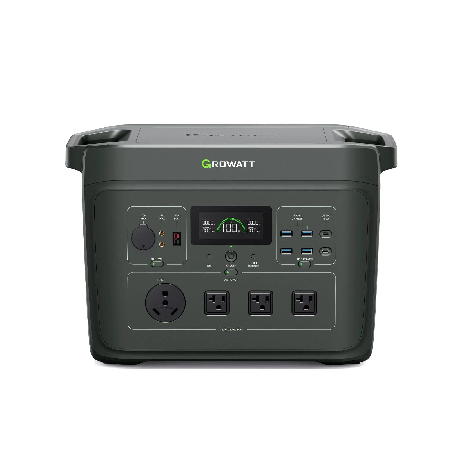 Growatt INFINITY 2000 Portable Solar Generator - 2000W Pure Sine Wave Power Station for Home Backup, Camping & Outdoor Adventures | Solar Powered Emergency Power Supply for Blackouts, RV Trips & Off-Grid Living