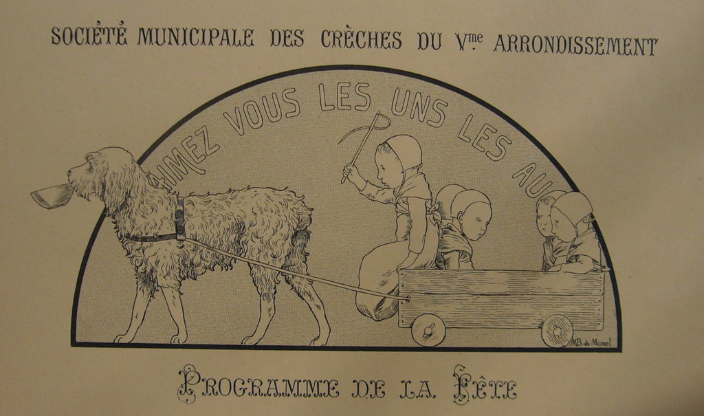 Original 1890s French Art Nouveau Poster - Les Programmes Illustres, Programme de la Fete (Société Municipale des crèches) - Vintage Wall Art for Home Decor & Office
