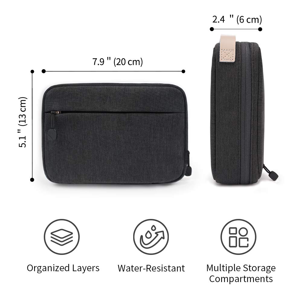Electronic Organizer Bag - Travel Cable Organizer for Cables, Chargers, Phones & USB Cords - Compact Cord Storage Pouch with SD Card Slots (Black) - Perfect for Travel, Office & Home Organization