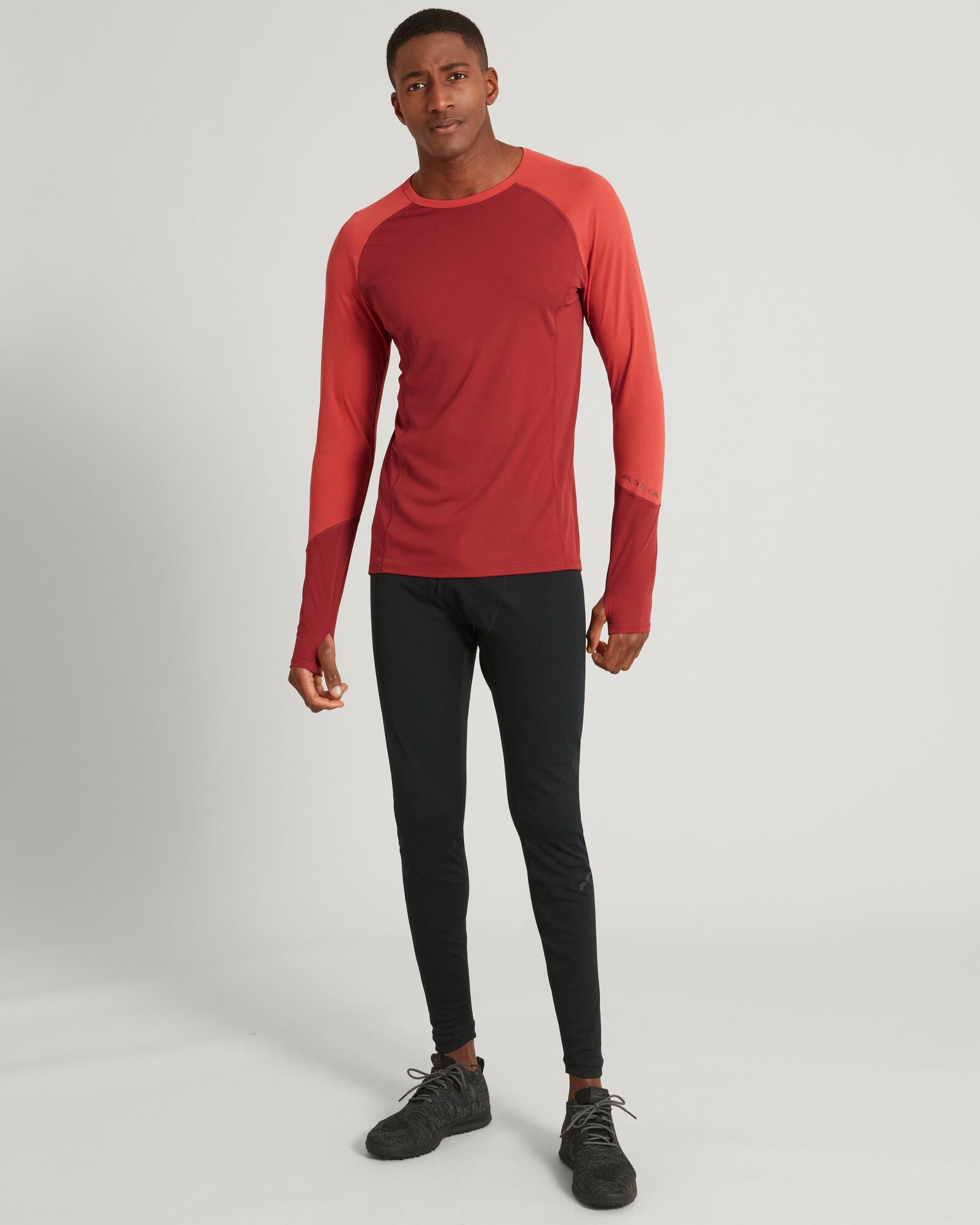KMDAction Men's Long Sleeve Thermal Shirt - Warm Spice/Umber Color - Perfect for Hiking, Camping & Winter Outdoor Activities