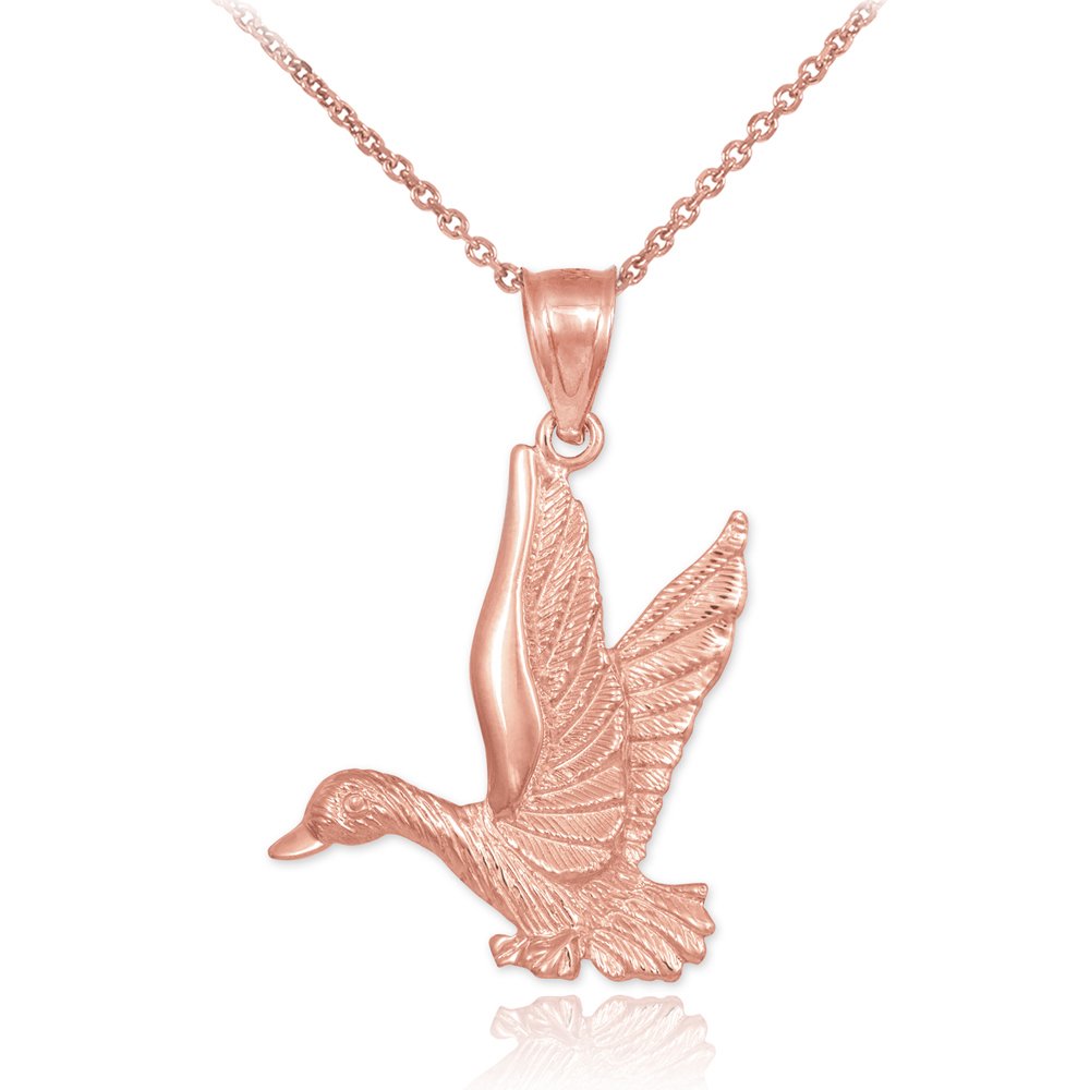14K Rose Gold Flying Duck Charm Pendant Necklace for Women - Elegant Jewelry Gift for Birthday, Anniversary & Valentine's Day - Perfect for Layering & Everyday Wear