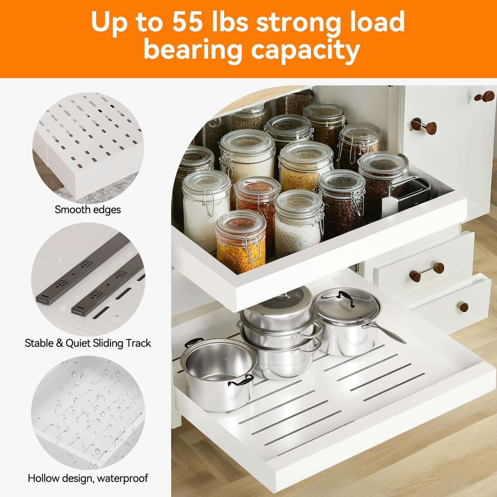 2 Pack Pull Out Cabinet Organizer - Expandable Width (12.6