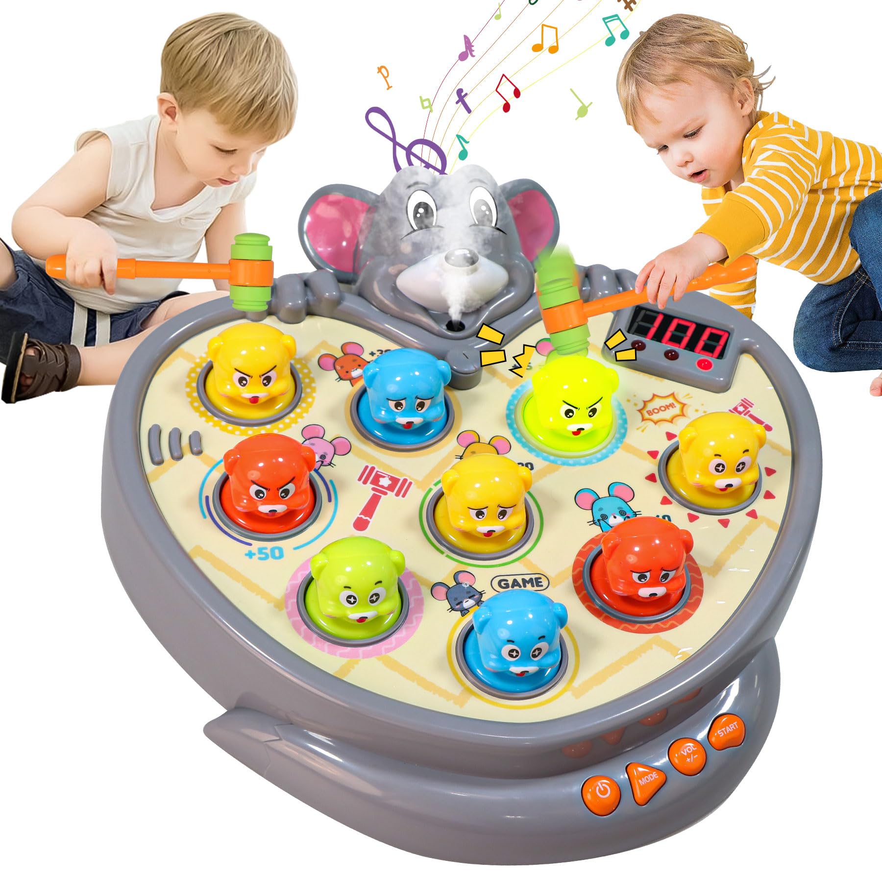 **Whack a Mole Game for Kids - Interactive Hammer Toy with 5 Game Modes, 9 Music & Light Effects - Educational Toddler Learning Toy for Boys & Girls Ages 3+ - Perfect Birthday Gift for Preschoolers (Great for Indoor Play & Early Childhood Development)**