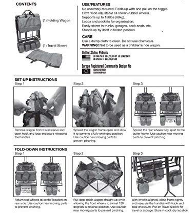 Limited Edition All-Terrain Collapsible Folding Utility Wagon - Heavy Duty Beach Cart for Camping, Sports, Picnics & Outdoor Adventures (Fish Pattern Design) - Perfect for Sand, Grass & Rough Terrain