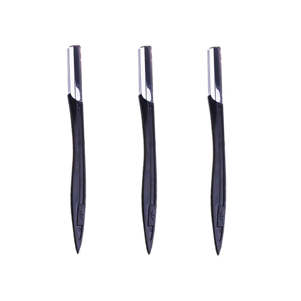 Professional Eyebrow & Face Razor for Women - 3 Pack Black Dermaplaning Tool for Smooth Skin & Hair Removal - Perfect for Eyebrow Shaping, Peach Fuzz Removal & At-Home Skincare Routine