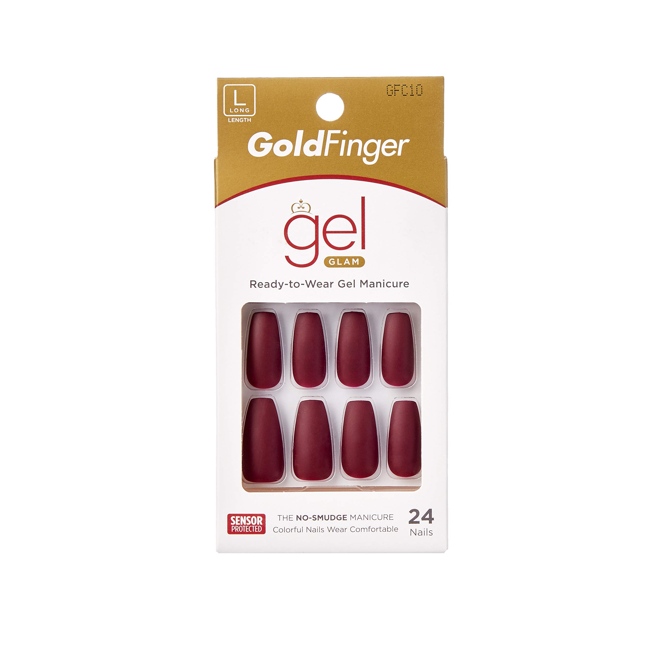 Gold Finger Full Cover Nails Gel - Glam Ready to Wear Gel Manicure Long Fake Nails for Women | Perfect for Parties, Weddings & Special Occasions