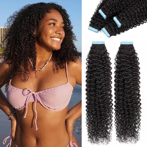 40Pcs Kinky Curly Tape in Hair Extensions