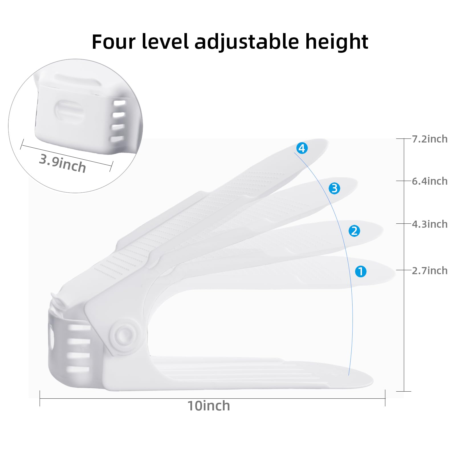 12PCS Adjustable Double Layer Shoe Rack Organizer - Space Saving Shoe Storage for Closet, Entryway & Under Bed - White Shoe Holder for Sneakers, Boots & Heels