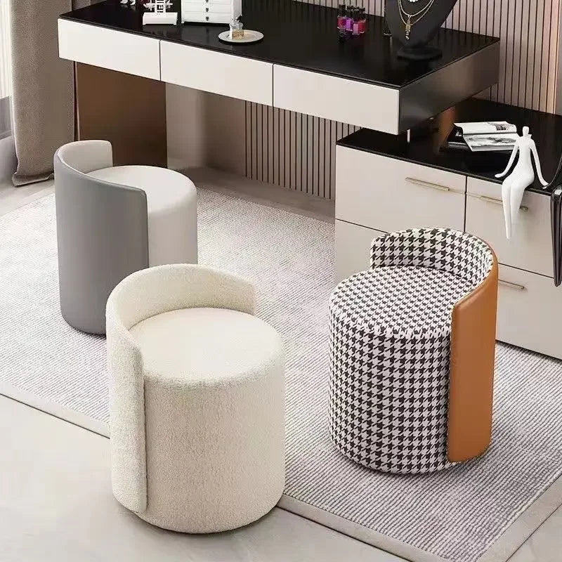 Soft Short Lamb Plush Stool - Cozy Faux Fur Ottoman Pouf for Kids Room, Nursery Decor, Living Room Seating - Perfect for Reading Nook, Playroom, or Bedroom Accent
