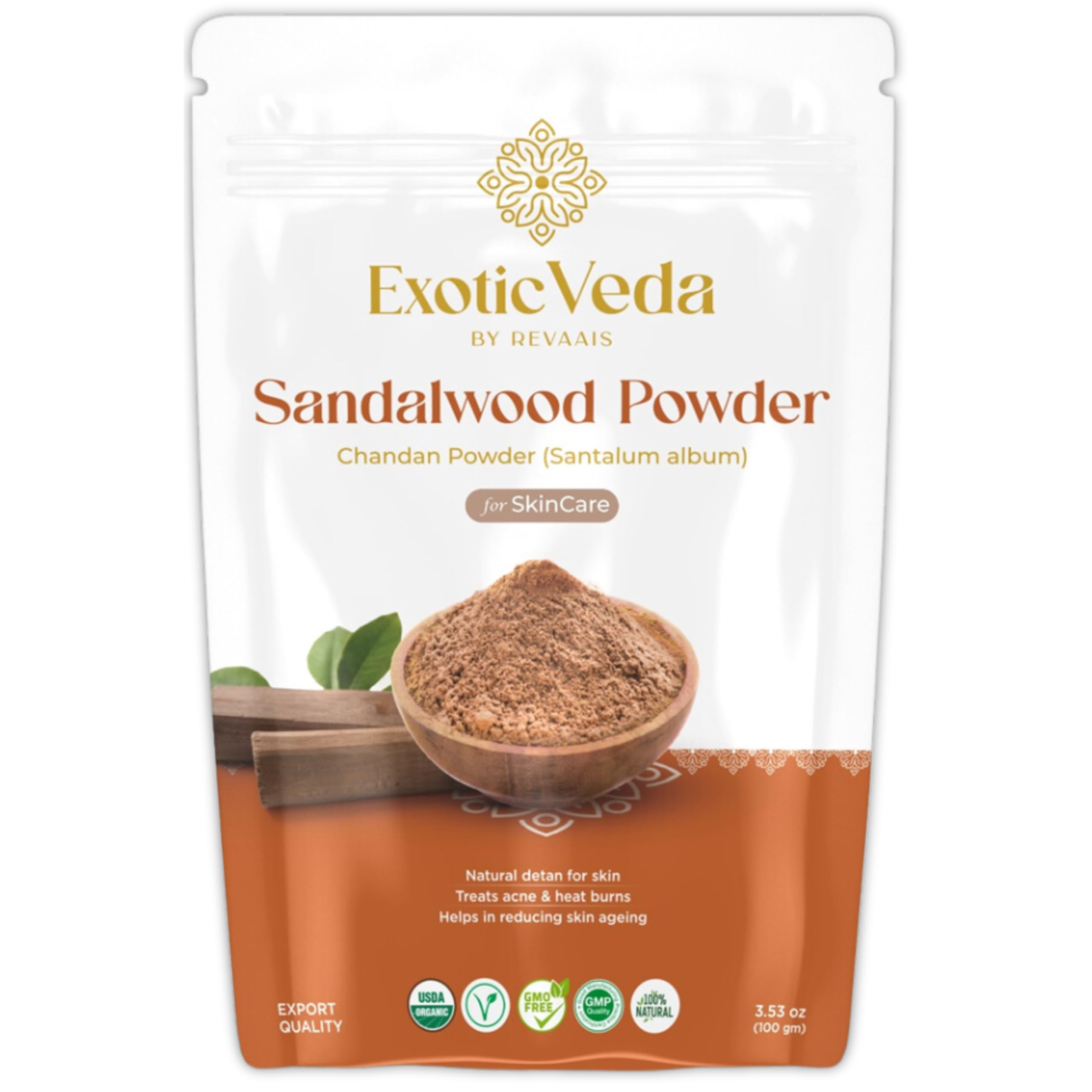 Organic Pure Sandalwood Powder for Face & Skin Care | Natural Anti-Inflammatory Chandan Powder | Aromatic Body Powder for DIY Skincare, Aromatherapy & Spiritual Rituals