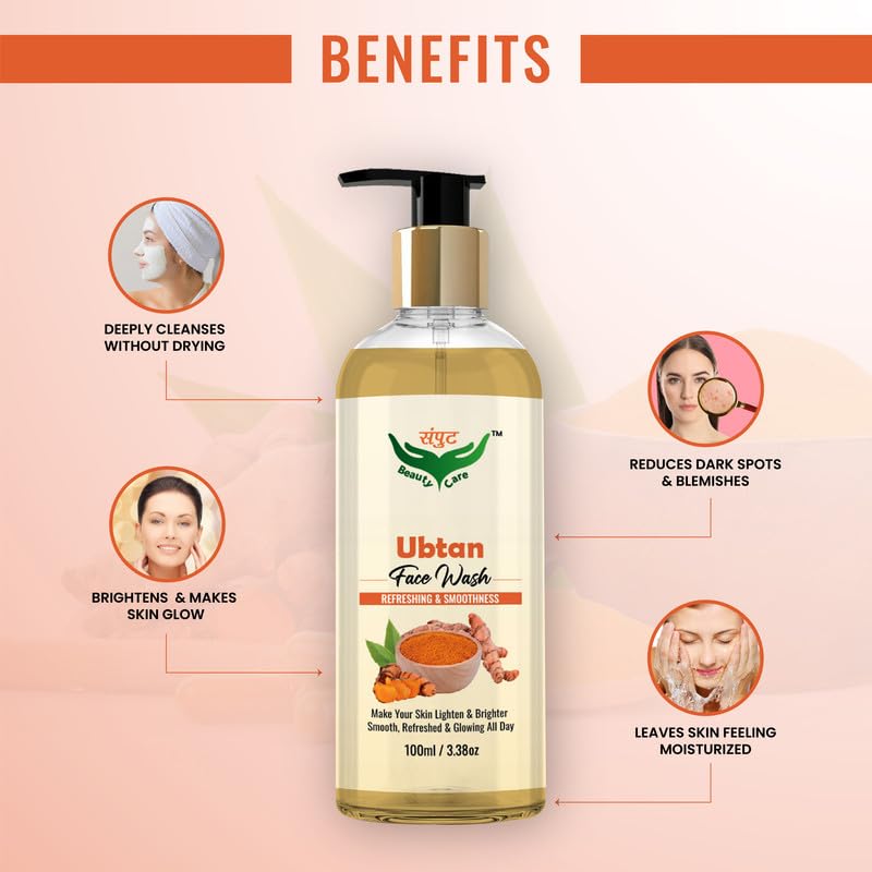 Natural SAMPUT Ubtan Face Wash for Brightening & Smooth Skin - Refreshing Cleanser for Glowing Complexion | Perfect for Daily Skincare & Acne-Prone Skin
