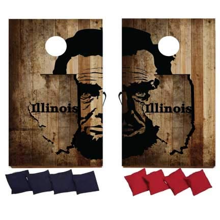 VictoryStore Cornhole Game Set - Official State of Illinois Cornhole Bean Bag Toss with Wooden Boards - Outdoor Lawn Games for Backyard, Tailgating, and Parties