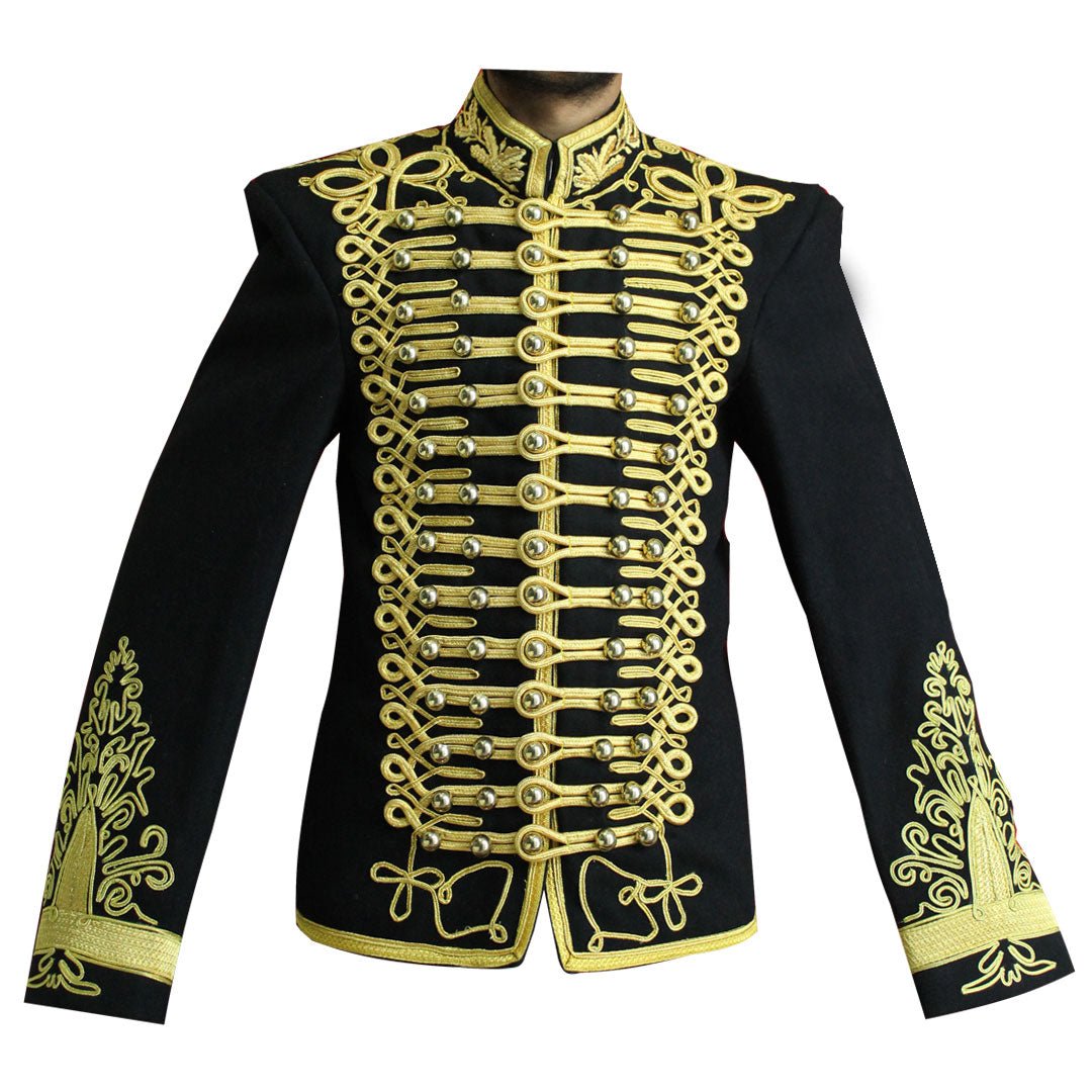 Hussars Military Dolman with Gilt Braid Collar & Aiguillette - Vintage Military Uniform for Reenactment, Cosplay & Historical Events